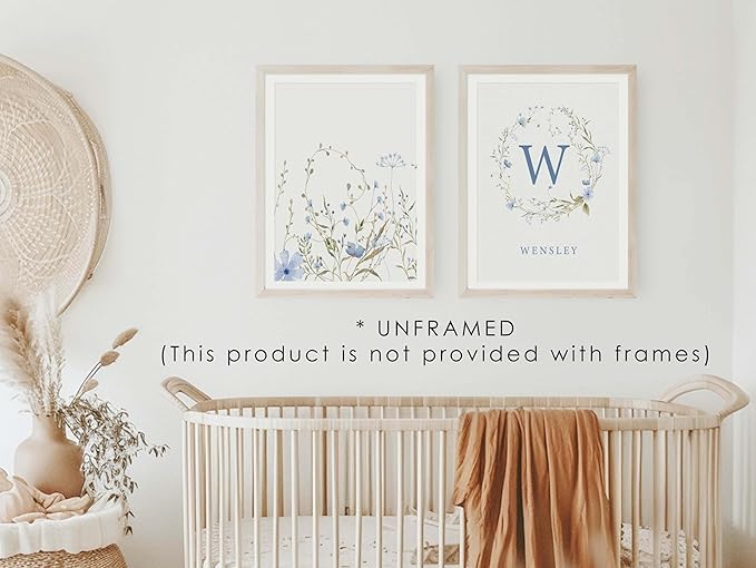 Personalized Name Flower Nursery Wall Art Prints, Crib & Nursery décor, Newborn Baby Girl Gift Present, Floral Baby Girl Room Pictures, Poster For Baby And Kids (3 Prints, Flower 7)