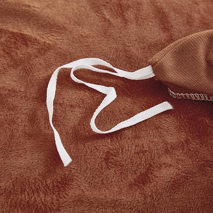 Houseri Burnt Orange Velvet Duvet Cover Queen - Rust Fluffy Bedding Set Full, Terracotta Comforter Cover, Cinnamon Flannel Fuzzy Bedding, Warm Caramel