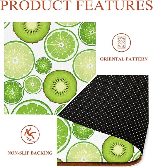 Round Kiwi Fruit Rug Green Circle Rugs for Bedroom Dorm Living Room Chinese Gooseberry Area Rug Floor Mat Pad Doormat Carpet, 3'X3'(90x90cm)
