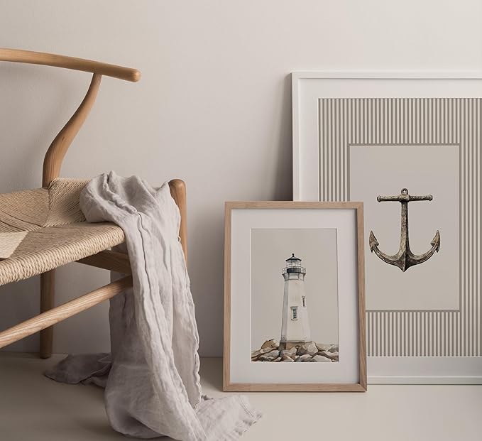 BMFLFWXE Vintage Nautical Nursery Wall Art Boy Coastal Canvas Posters Teddy Bear Sailor Pictures Navy Blue Ocean Sailboat and Lighthouse Painting Print Artwork for Kids Boy Room Playroom, Unframed