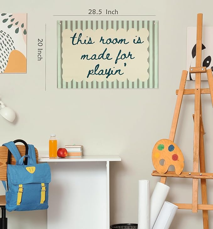 Playroom Rectangular Canvas Banner Wall Decor-Flag Poster Wall Decor for Baby Boy Girl Kids Teen,Playroom Nursery Homeschool Bedroom Home-Baby Shower Birthday Christmas-This Room Is Made for Playing