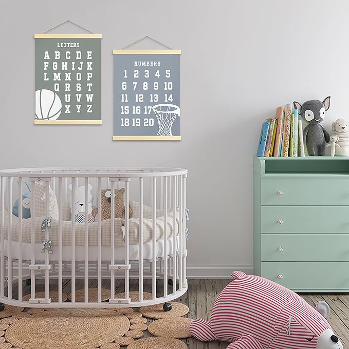 Buildinest Numbers Abc Wall Chart for Toddler Learning Posters, Nursery Wall Decor Playroom Wall Decor and Alphabet Banner,Preschool &Homeschool Wooden Alphabet Poster For Toddlers-B04