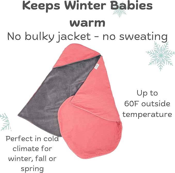 Car Seat Blankets for Babies Winter - Stroller Footmuff Carseat Cover Baby 5 Point Harness - Swaddle Bunting Bag (Pink)