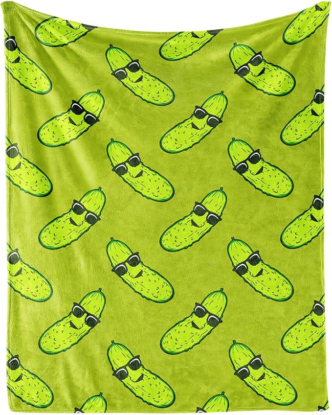 Pickle Throw Blanket for Baby - 30x40 Inches Lap Size - Soft Fluffy Cozy Blankets Gift - Green Funny Blanket Throws for Couch, Work