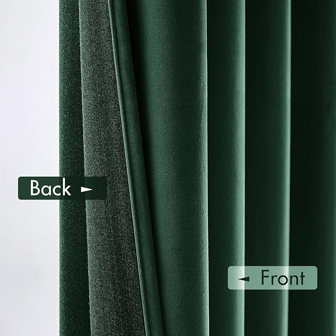 MIULEE Christmas Emerald Green Velvet Curtains Thermal Insulated Blackout Curtain Drapes for Bedroom Living Room Darkening 84 Inches Long Curtains Panels Rod Pocket Set of 2