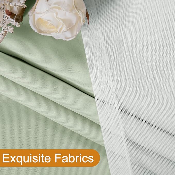 DWCN Layered Curtains for Living Room Blackout and Sheer Curtains with Tiebacks Grommet Top Window Treatments with Sheer Overlay for Bedroom, 52 W by 96 L, Seafoam, 2 Pieces