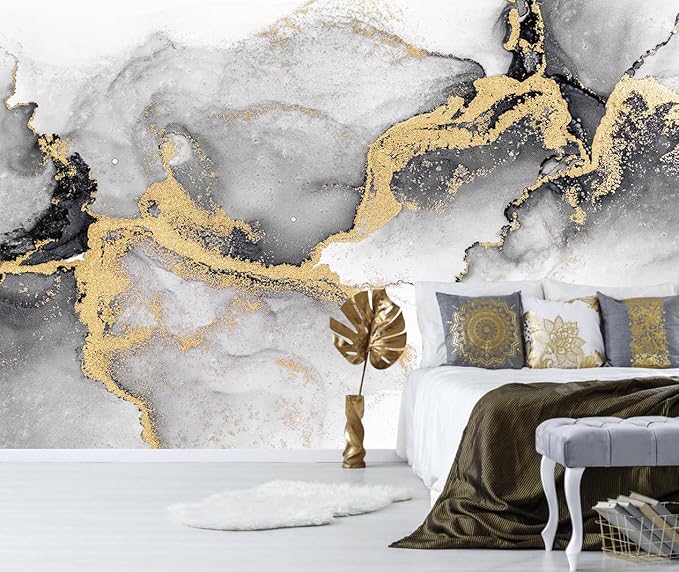Black Gold Marble Wallpaper Peel and Stick for Living Room Office 82"x57"