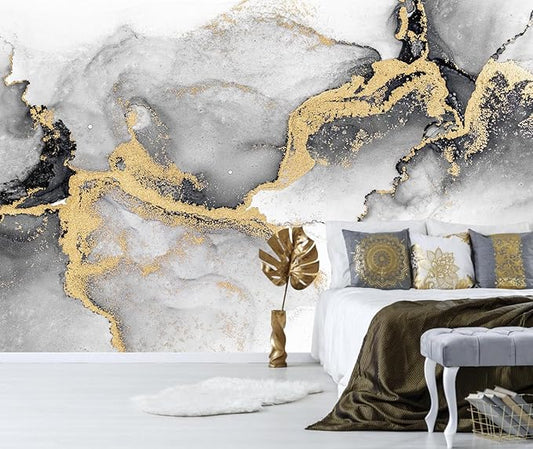 Black Gold Marble Wallpaper Peel and Stick for Living Room Office 157"x108"