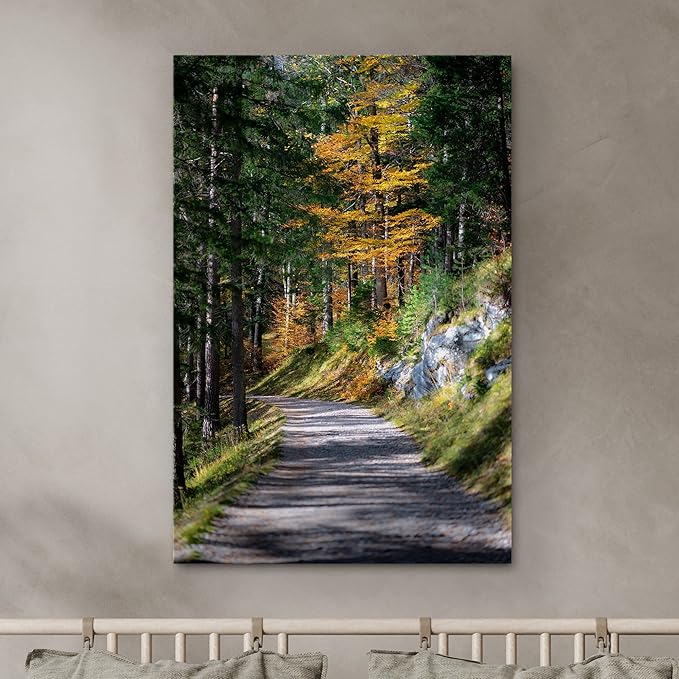 SIGNWIN Canvas Wall Art Green Forest Path Nature Forest Photography Realism Rustic Scenic Dramatic Multicolor Cool for Living Room - 24"x36" inches