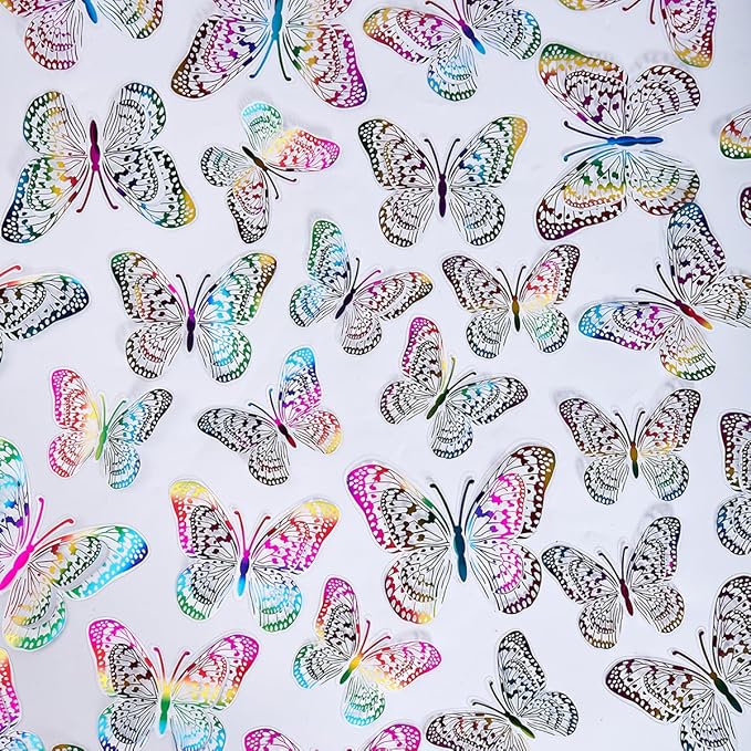 36PCS Butterfly Wall Decals - Butterflys Stickers Mural Wall Decor Home Decor Kids Room Bedroom Decor Living Room Decor, Removable Reusable Stickers(Rainbow)