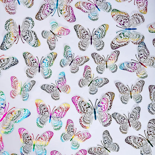 36PCS Butterfly Wall Decals - Butterflys Stickers Mural Wall Decor Home Decor Kids Room Bedroom Decor Living Room Decor, Removable Reusable Stickers(Rainbow)