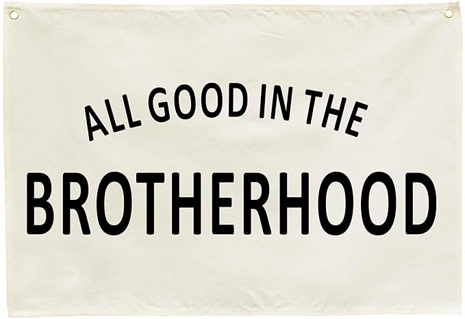 Nursery Rectangular Canvas Banner-Boho Flag Wall Sign for Boys Kids Brother,Baby Room Above Crib Playroom Reading Room Bedroom Decor-All Good in The Brotherhood-Baby Shower Birthday Christmas Gift