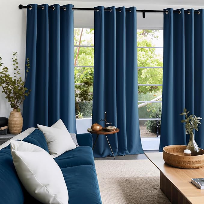 NICETOWN Morrocan Blue Room Darkening Curtains 72 Inches Long 2 Panels for Living Room, Bedroom, Nursery Summer Thermal Insulated Blackout Drapes Grommet Noise Reducing Window Curtains, W40
