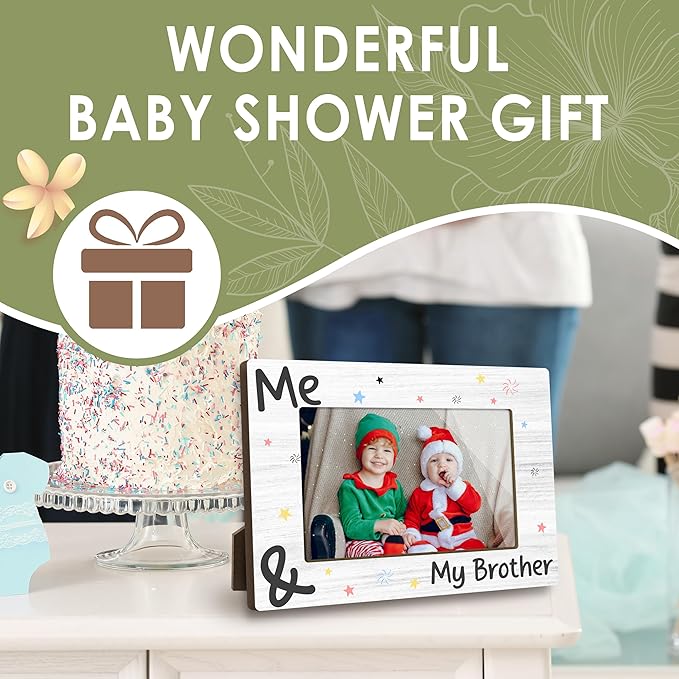 Personalised Baby Photo Frame Keepsake Me and My Brother Christmas Photo Picture Frame, Sibling Keepsake, Ideas Big Brother Gift, Shower Gift and Gender Neutral Nursery Decor - A12