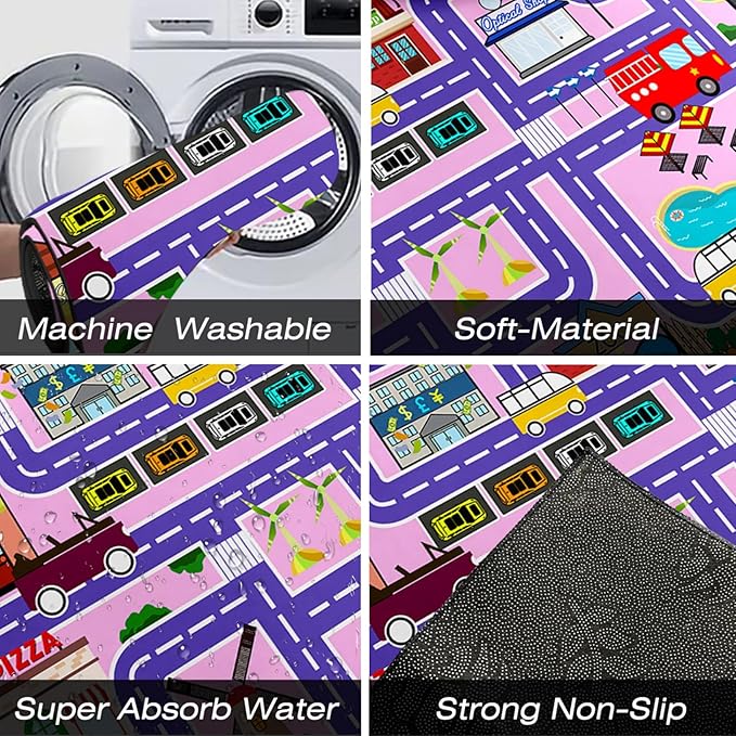 Kids Carpet City Play Mat - Cars Rugs for Boys Room Road Rug for Kids Car Track Rug for Bedroom Car Mat for Kids Toy Cars, 5x7 Feet