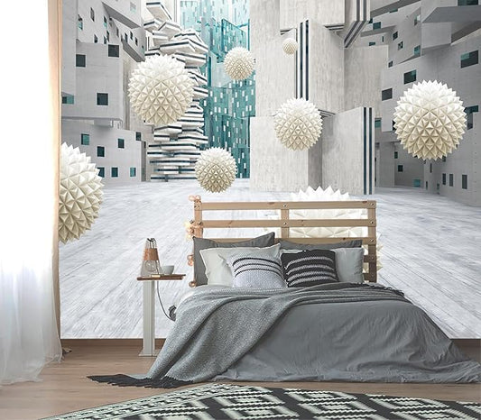 XMPMBM-3d planar Fabric Nursery Room Wallpaper Grey Abstraction Art Bathroom Wall Mural-W 154" X H 105"（112 Square Foot）
