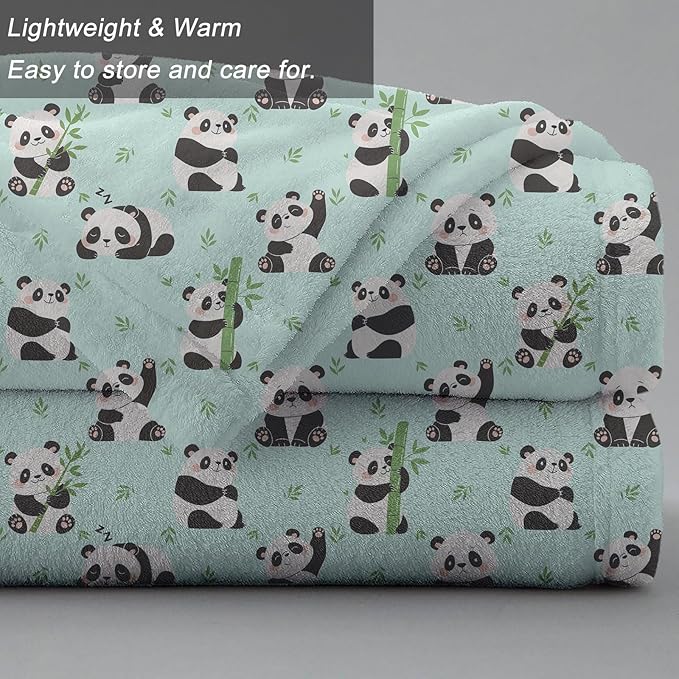 Ultra Soft Fleece Blanket- Lightweight & Warm Throw Blanket for Couch, Cozy Plush Sherpa Blanket for Adults Kids, Durable & Easy Care (Panda, 50x60 in)