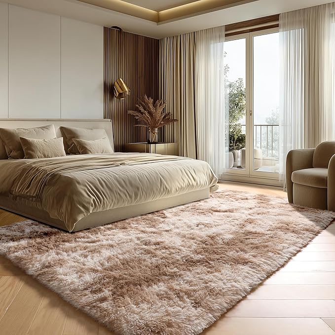 ONASAR 8x10 Area Rugs for Living Room, Tie-Dyed Beige Large Fluffy Bedroom Rug, Washable Soft Plush Thick Shaggy Big Floor Carpet for Kids Boy Girls Teen Dorm Nursery Indoor Home Decor Aesthetic