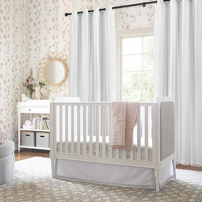 XiDi White Blackout Curtains with Sheer Overlay for Bedroom 63 Inches Long 2 Panels 100% Black Out Double Layer Curtains Thermal Insulated Room Darkening Grommet Short Drapes Greyish White 34W x 63L
