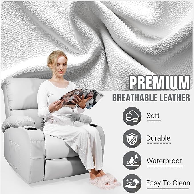 Rocking Recliner Chair, Massage Rocker Recliner Chair with Vibration Massage and Heat, 360° Swivel Recliner Chairs, Living Room, Bedroom, Nursery, RV, Grey