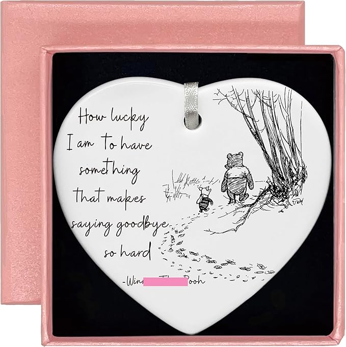 Friendship Gift for Goodbye Leaving Going Away Farewell How Lucky I Am to Have You-Ceramic Heart Shaped Ornament Keepsake-Desk Sign Decor-Double-Sided Printing-Appreciation Present