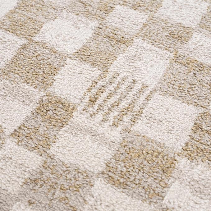 Hauteloom Benjy Living Room, Bedroom Area Rug - Farmhouse - Cream, Gold - 18" x 18"