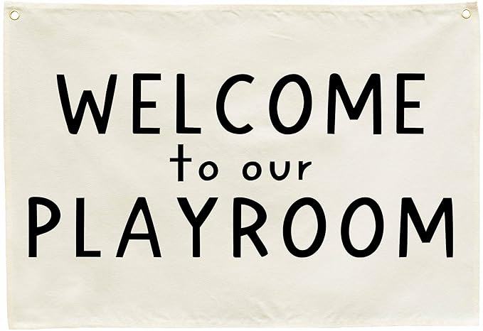 Hanging Rectangular Playroom Banner Flag Poster Wall Art Decoration Gift for Toddler Baby Boy Girl Kids Room Nursery Classroom Play Room Wall Decor-Baby Shower Christmas Gift Welcome to Our Playroom