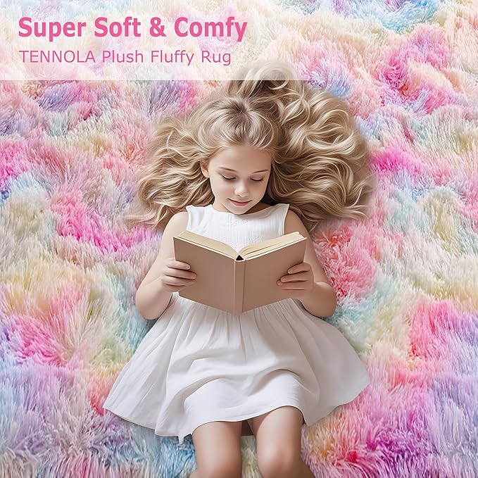 2x3 Small Area Rug Unicorn Rainbow Rugs for Girls Bedroom Soft Fluffy Shag Fuzzy Pink Carpet Princess Rug for Girls Kids Toddler Room Nursery Home Decor Throw Rugs Indoor Inside Front Mat
