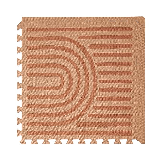 Toddlekind Playmat - Premium Foam Playmat, 4 x 6 feet, 6 Tile Extra Thick Foam Floor Puzzle Mat for Babies/Toddlers Stylish, Non-Toxic, Odorless. Perfect for Tummy Time & Play. 0m+ (Rustic Tan)