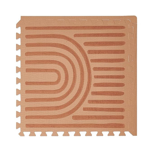 Toddlekind Playmat - Premium Foam Playmat, 4 x 6 feet, 6 Tile Extra Thick Foam Floor Puzzle Mat for Babies/Toddlers Stylish, Non-Toxic, Odorless. Perfect for Tummy Time & Play. 0m+ (Rustic Tan)