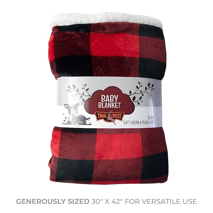 Ultra Soft Sherpa Fleece Plaid Baby Blanket | Cozy, Plush Throw Blanket for Kids | Reversible Plaid | Washable | Wide Size for Extra for Warmth & Comfort | Cute