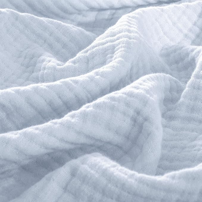 PHF 100% Cotton Muslin Blanket Queen Size 90"x90", 4-Layer Lightweight Gauze Throw, Breathable Cloud-Soft Minimalist Blanket for Bed, Couch, Camping & Baby, Ancient Water, Ideal Gift