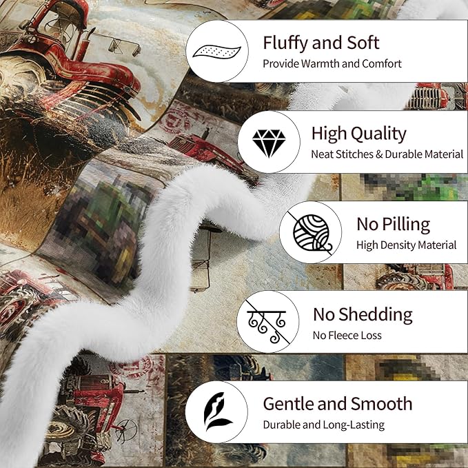 Farmhouse Truck Blanket Truck Throw Blanket Flannel Stuff Merch Cozy Decor Fleece Soft Plush Fuzzy Warm Lightweight Bedding Gifts for Women Men Girl Boy Couch 80"X60"