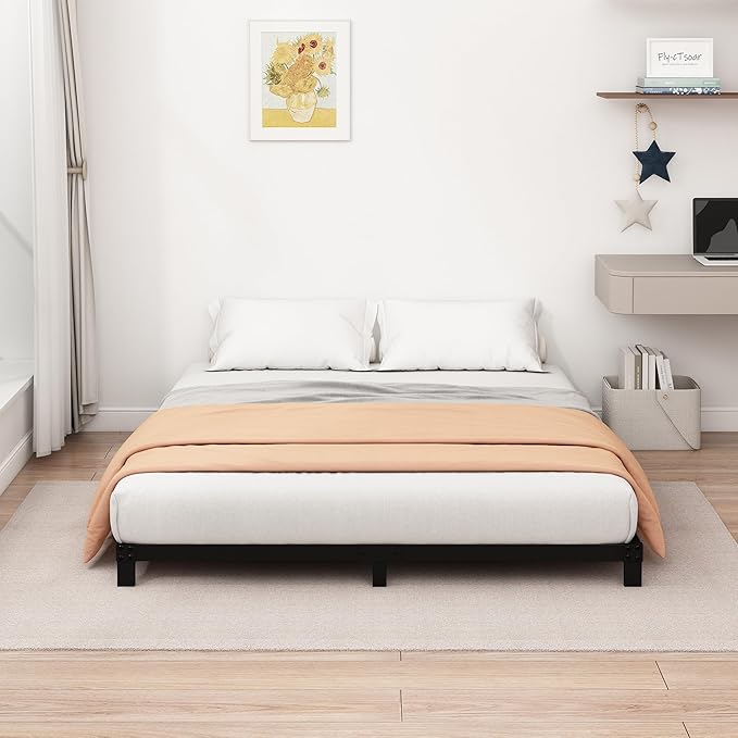 5 Inch Low California King Bed Frames Heavy Duty Metal Platform, No Box Spring Needed, Easy Assembly Mattress Foundation, No Noise, Black