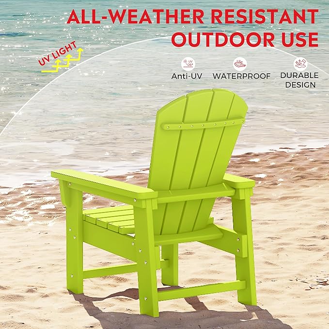 Costaelm Paradise Kids 5-Piece HDPE Outdoor Square Patio Dining Table and Chairs Set, Lime