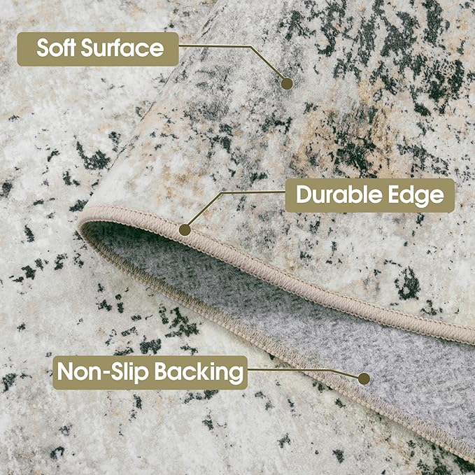 8x10 Area Rugs for Living Room Bedroom: Abstract Washable Rug with Anti-Slip Backing Non-Shedding Stain-Resistant Soft Large Carpet for Dining Room Nursery Hallway Indoor Home Office Grey Brown