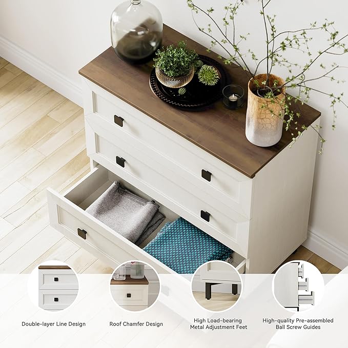 Modern White Dresser for Bedroom with 9 Drawers, 3 in 1 Wooden Chest of Drawers with Organizer Storage for Bed Room,Livingroom Hallway