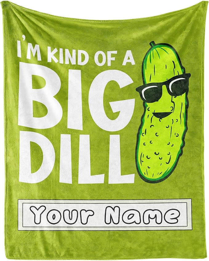 Custom Pickle Throw Blanket for Women Men - 60x80 Inches Twin Size - Soft Fluffy Cozy Blankets Gift - Green Funny Blanket Throws for Bed, Sofa, Winter