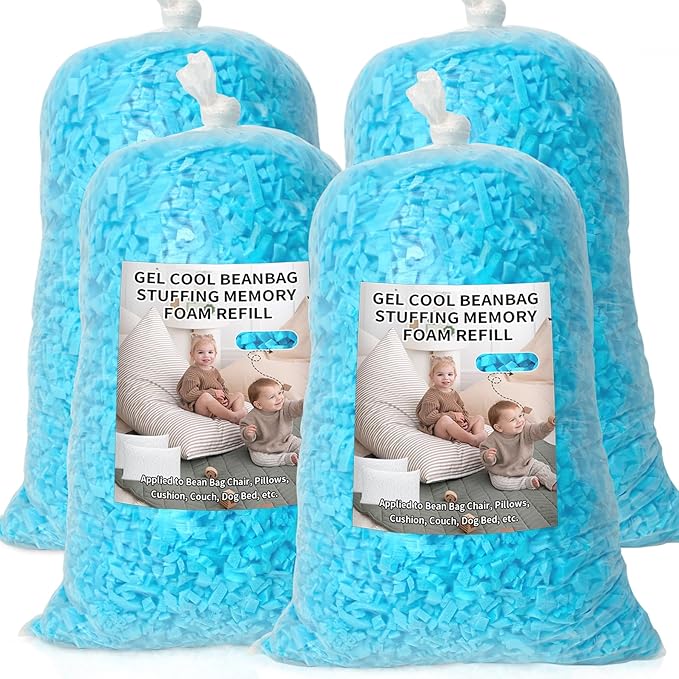 Bean Bag Filler, 20lbs Shredded Memory Foam Filling, Soft Pillow Stuffing Bean Bag Refill Foam for Couch, Cushion, Stuffed Animals, Dog Bed, Arts Crafts