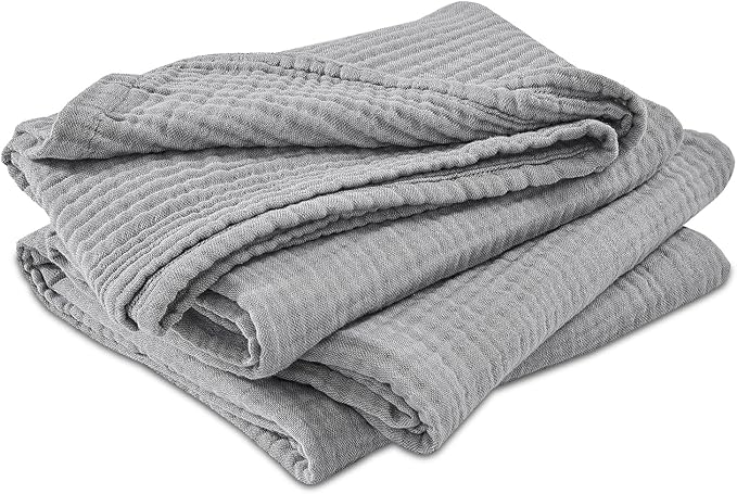 EMME Cotton Muslin Twin XL Blanket Breathable Gauze Soft Lightweight Blankets Adults Gifts for Women (Heather Grey, 66"x90")