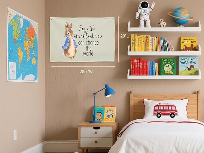 Rectangular Banner Flag Poster Art Decor for Baby Boys-Even the Littlest Kids Can Change the World-Nursery Infant Bedroom Playroom Door Wall Decorations-Baby,Shower Birthday Easter Christmas Gift
