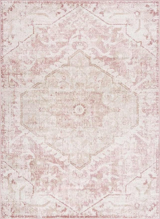 BoutiqueRugs Leonora Traditional Area Rug - Pale Pink, Plum, Peach - 8'10" x 12'