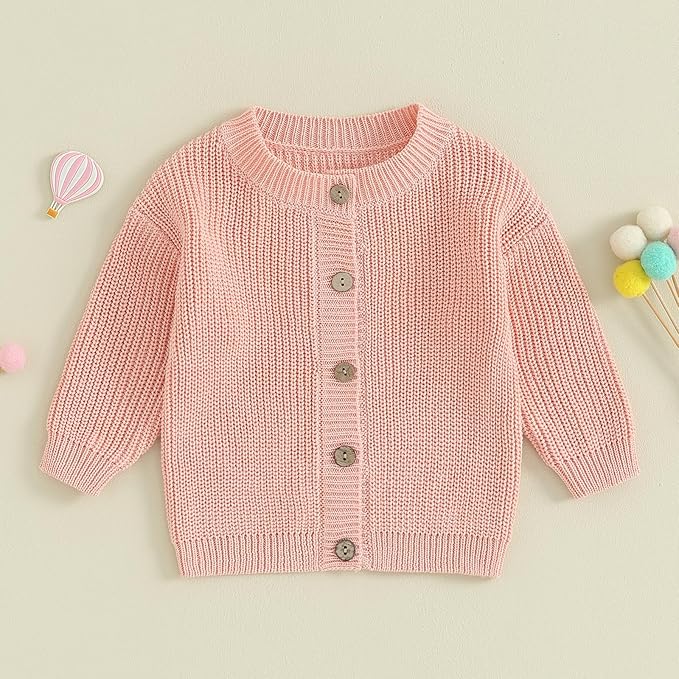 Newborn Baby Boy Girl Knit Sweater Cardigan Winter Warm Button Down Sweatshirt Top Outfit Cute Infant Fall Clothes
