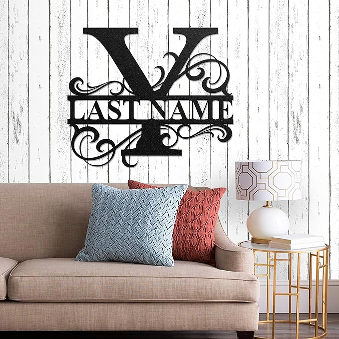 LULLBABYMALL Custom Metal Signs - Last Name Sign, Split Letter Monogram, Letter Y, Family Name Wall Art, Outdoor Metal Signs, Personalized Wedding Gift