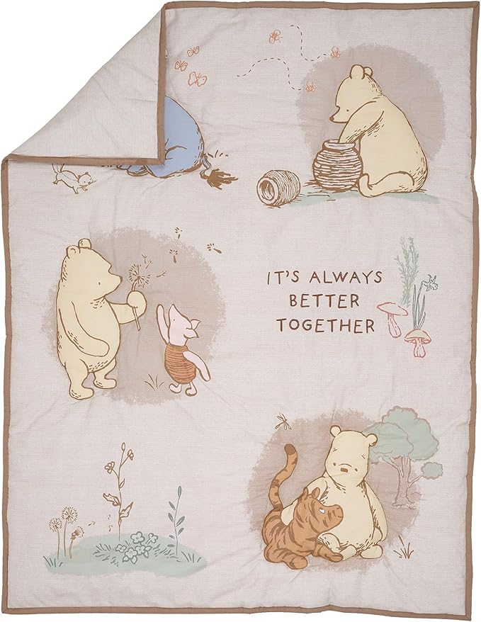Lambs & Ivy Disney Baby Pooh Bear & Pals Cotton 3Piece Nursery Crib Bedding Set