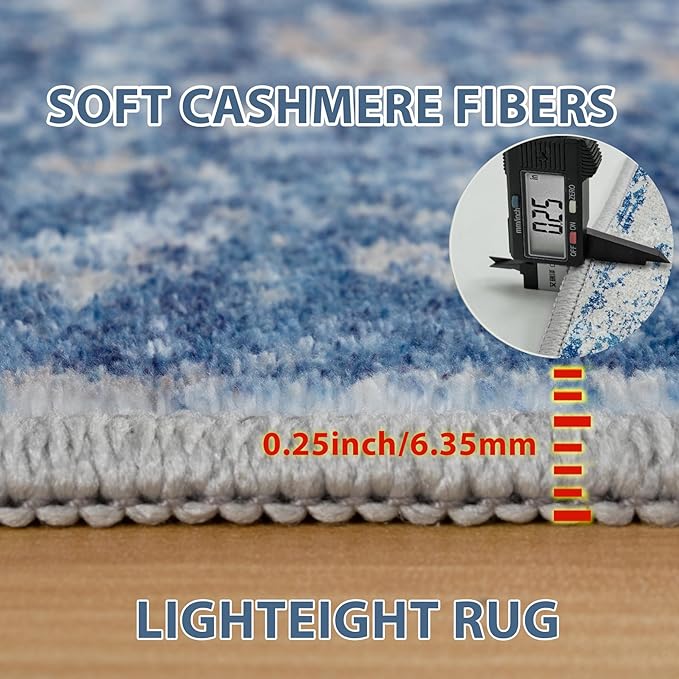 10x14 Area Rugs for Living Room Rug Washable: Abstract Large Rug Indoor Modern Carpet Non Slip for Dining Room Bedroom Nursery Home Office Blue Grey White