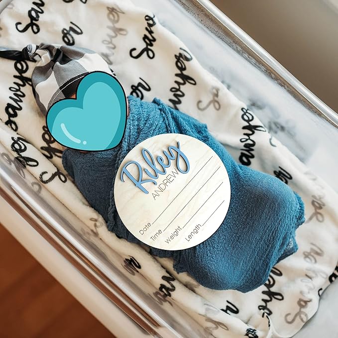 NAZENTI Personalized Baby Name Announcement Wooden Signs, Custom Birth Announcement Sign For Hospital, Birth Stat Sign, Baby's Arrival Gift For Decor, Welcome Gifts For Baby Girl Or Boy Shower