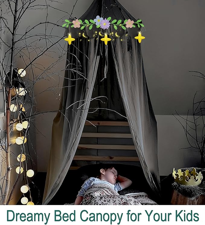 Princess Bed Canopy for Girls, Extra Large Hanging Canopy for Bed, Dreamy Play Tent for Girls Room Bedroom Decoration, Breathable Canopy Bed Curtain for Children Reading Nook - Ruffle Gray