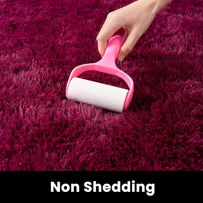 8x10 Rug - Non-Slip Area Rug Washable for Living Room - Height Pile Fluffy Throw Rugs Carpet for Bedroom - Burgundy
