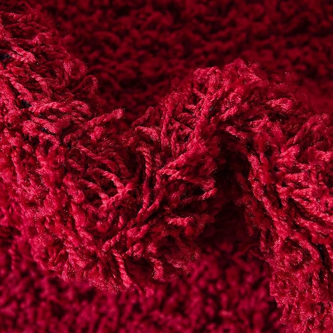 Unique Loom Solid Shag Collection Area Rug (7' 10" x 10' Oval, Cherry Red)